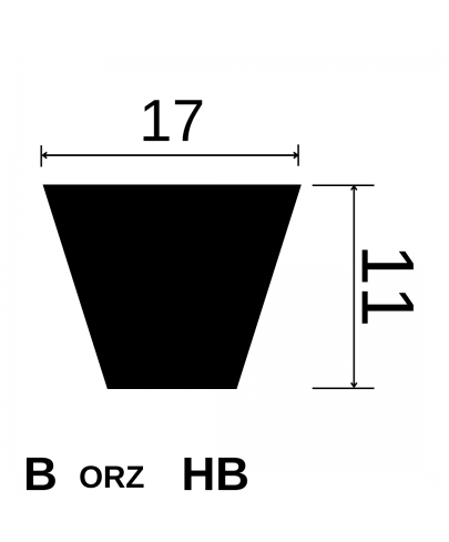 Pasek klinowy klasyczny w standardzie klina B inaczej HB długości 1165 wytrzymałość standard